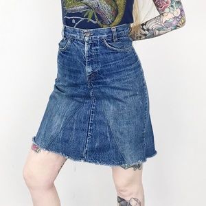 Vintage 60's LEVI'S Orange Tab High Waisted A-Line Denim Blue Jean Skirt